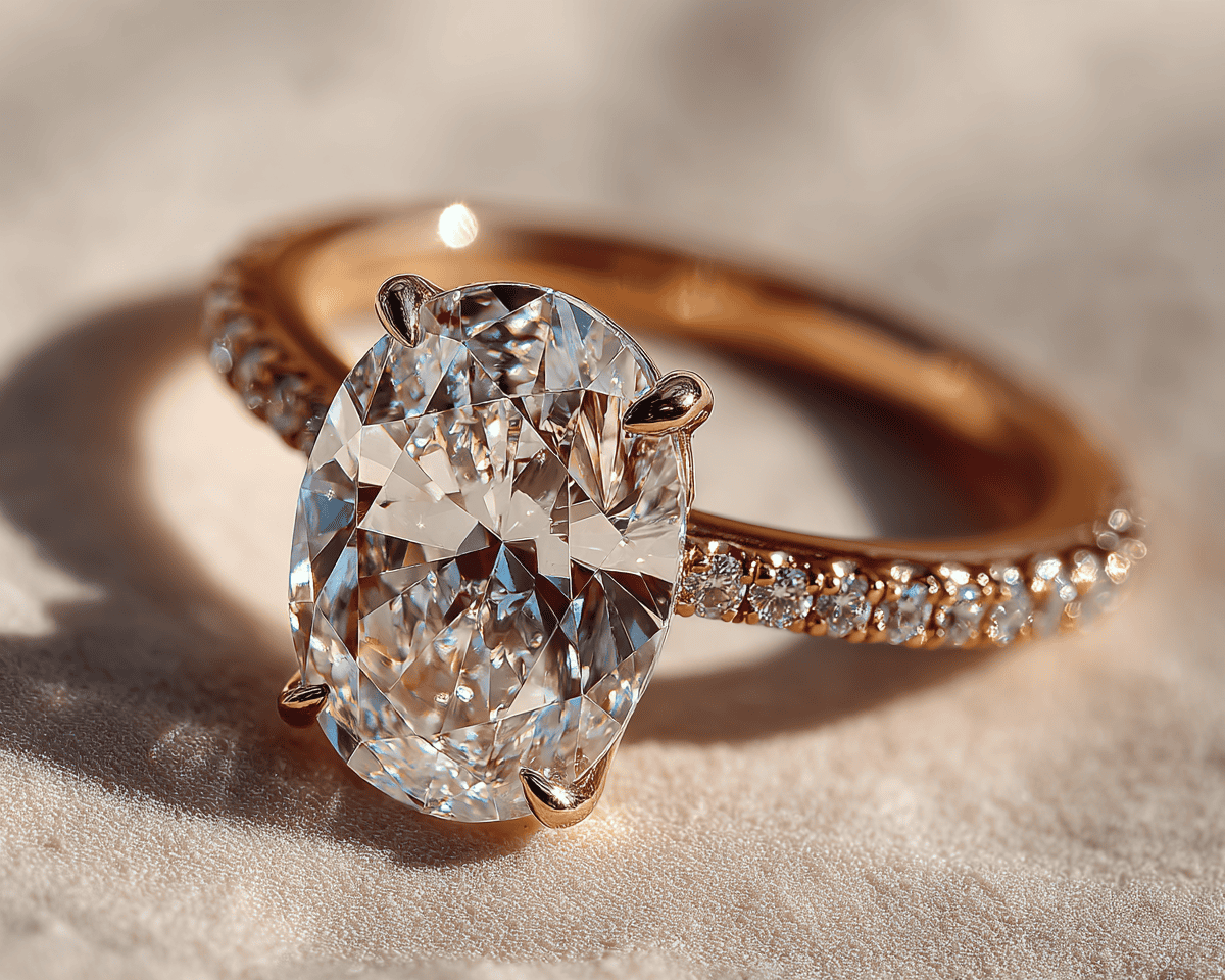 3.50 Carat Oval Cut Lab Diamond Rose Gold Engagement Ring