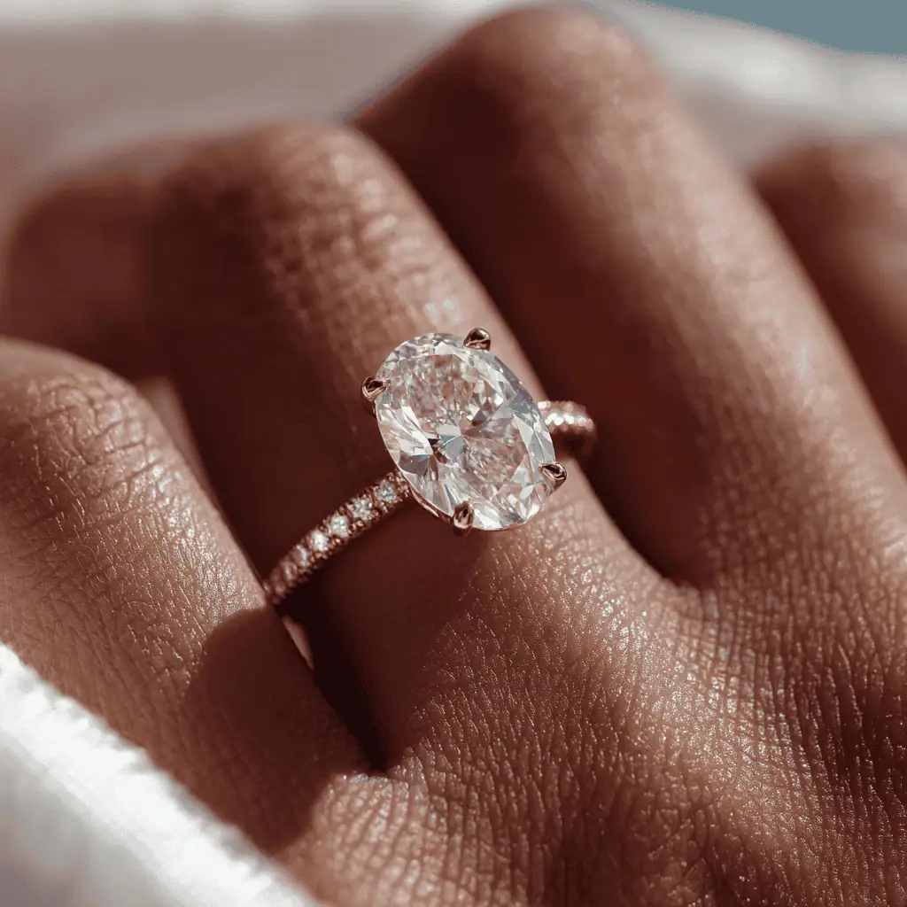 3.50 Carat Oval Cut Lab Diamond Rose Gold Engagement Ring - Image 6