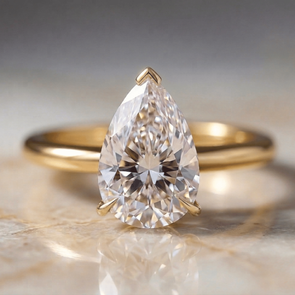 pear shape yellow gold ring