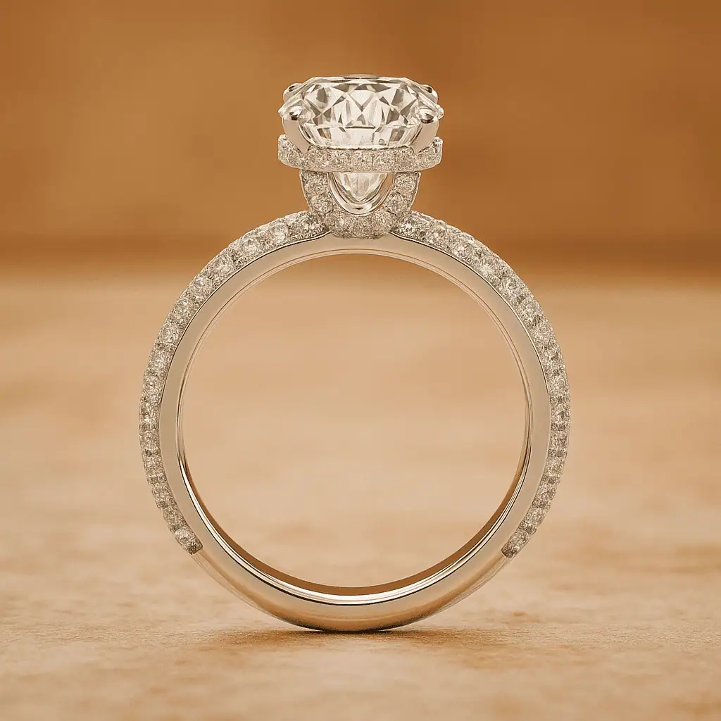 Ariel Jewelry | 3.50 Carat Oval Cut Diamond Engagement Ring Pave Setting 3.50 Carat Oval Cut Diamond Engagement Ring Pave Setting - Image 2