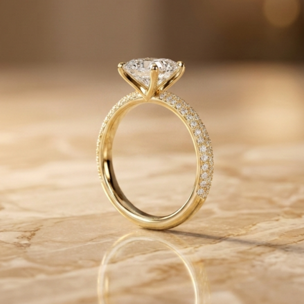 4.70 Carat Oval Lab Diamond Engagement Ring in 14K Yellow Gold