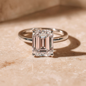 3 Carat Emerald Cut Diamond Engagement Solitaire Ring in 14K White Gold