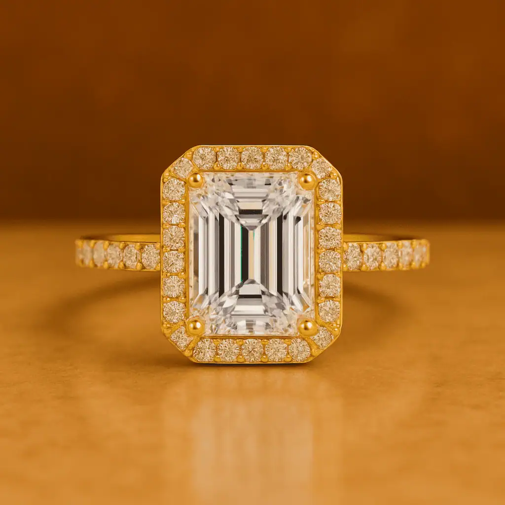 2.52 Carat Emerald Cut Halo Engagement Ring