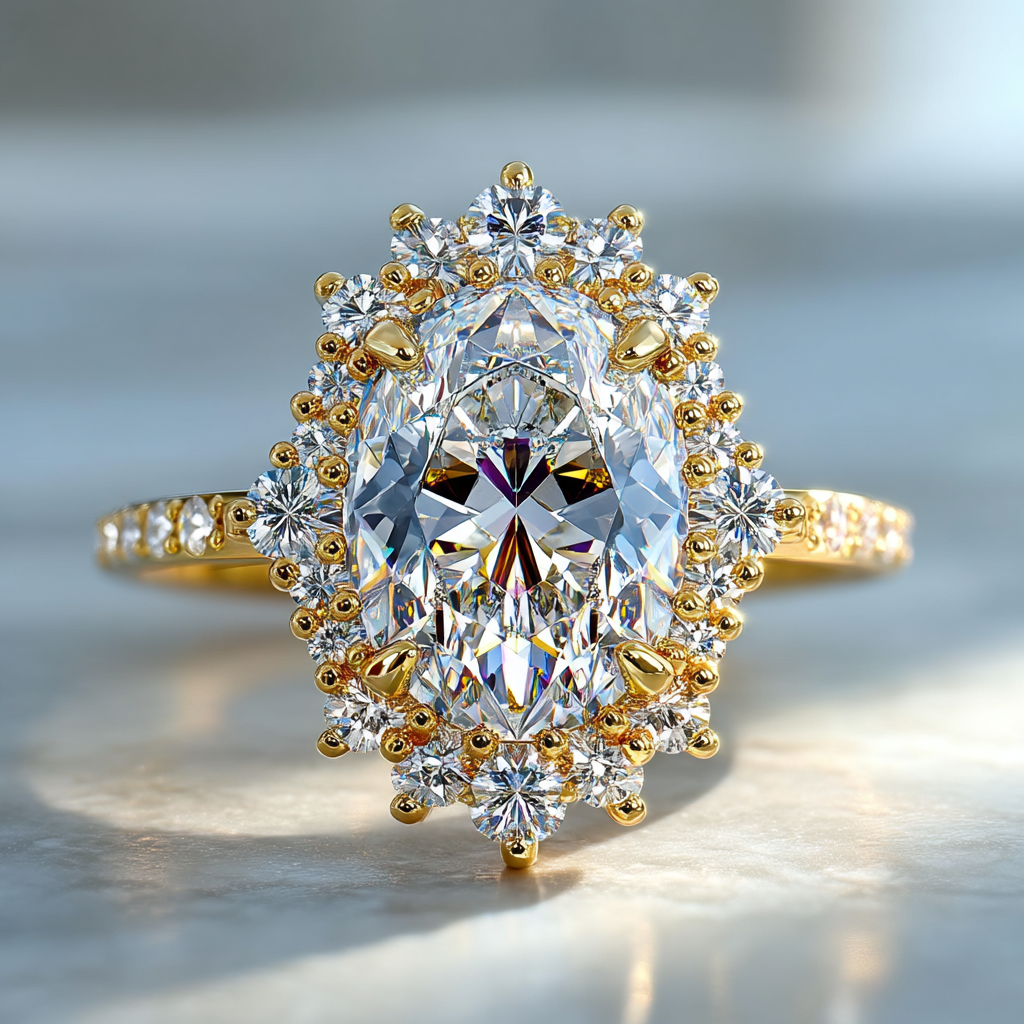 3.50 Carat Oval Lab Grown Diamond Ring With Halo - Image 5