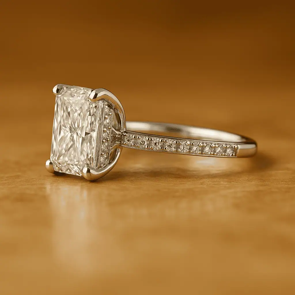 Ariel Jewelry | 1 Carat Radiant Cut Natural Diamond Engagement Ring 1 Carat Radiant Cut Natural Diamond Engagement Ring - Image 2