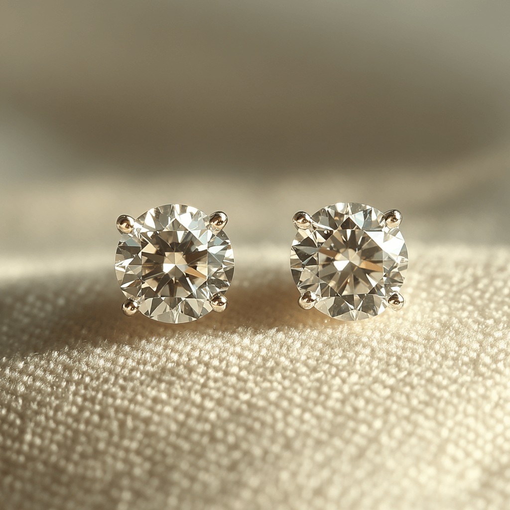 1.40 Carat Total GIA Certified Natural Diamond Stud Earrings – Round Brilliant Cut in 14K White Gold