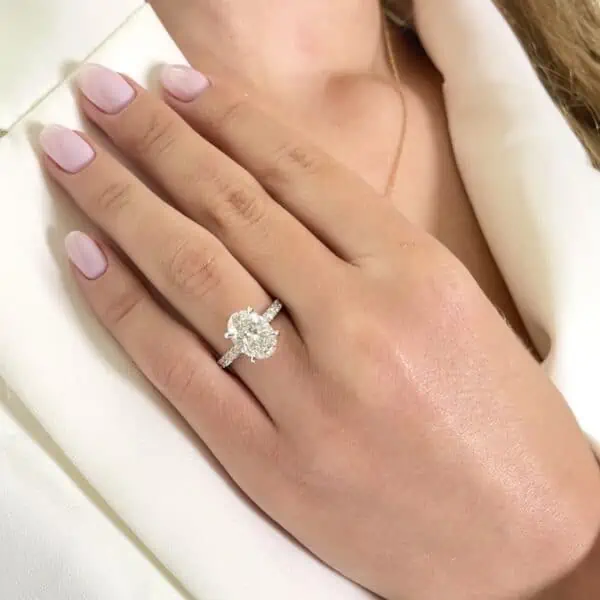2.67 Carat Oval Cut F VS1 Lab Grown Diamond Ring