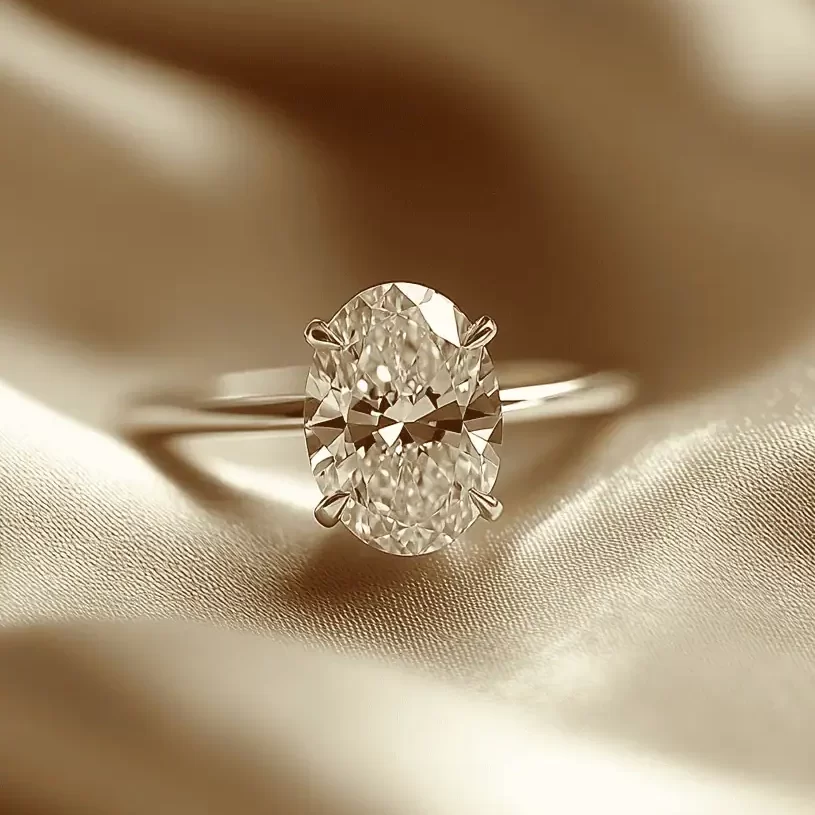 2.50 Carat Oval Diamond Solitaire & Wedding Band 2.5mm