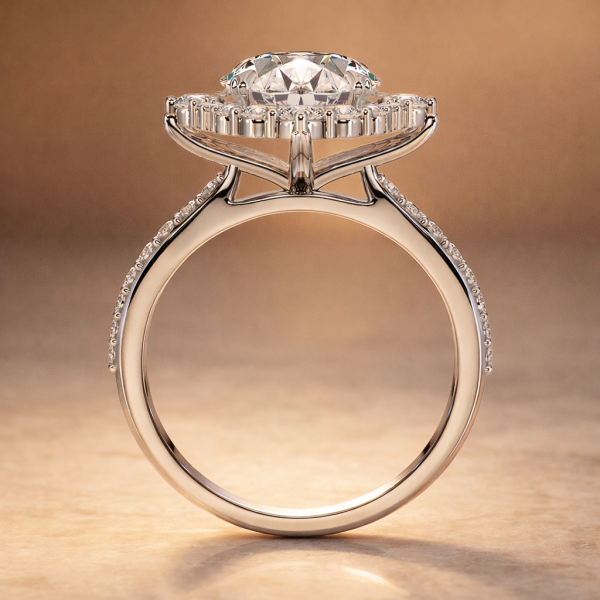 2.50 Carat Oval Cut Lab Grown Diamond Halo Engagement Ring