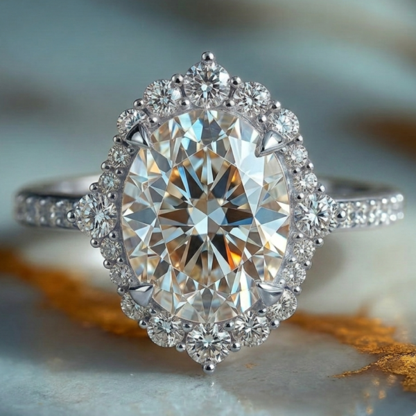 2.50 Carat Oval Cut Lab Grown Diamond Halo Engagement Ring