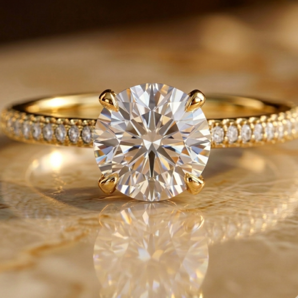 2.50 Ct Lab Grown Diamond Engagement Ring Yellow Gold