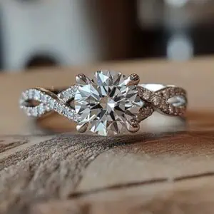 twisted engagement ring with 1 carat diamond