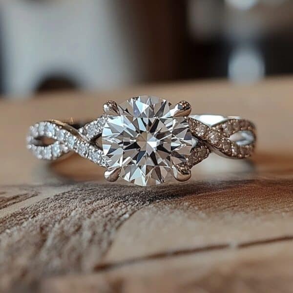 twisted engagement ring with 1 carat diamond