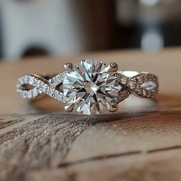 twisted engagement ring with 1 carat diamond