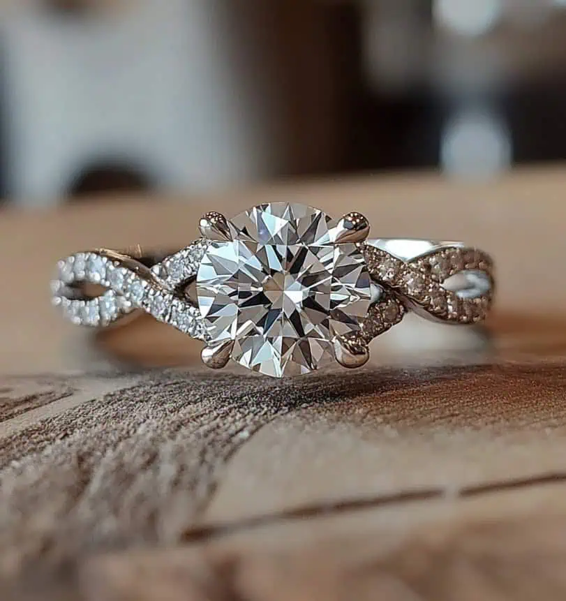 twisted engagement ring with 1 carat diamond