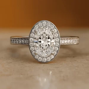 2.52 Carat Oval Cut Lab Grown Diamond Halo Engagement Ring