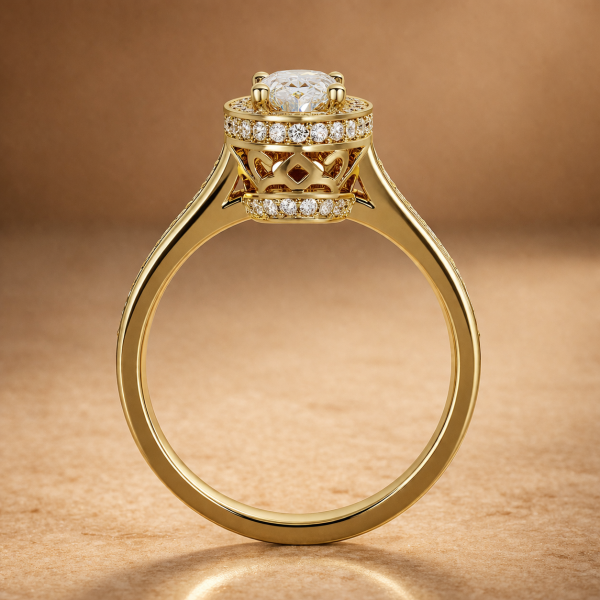 3 Carat Oval Cut Lab Grown Diamond Halo Engagement Ring