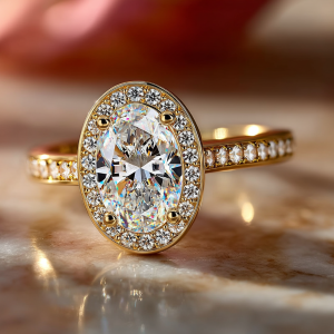 3 Carat Oval Cut Lab Grown Diamond Halo Engagement Ring