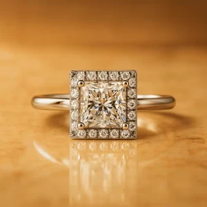 2.30 Carat Princess Cut Halo Engagement Ring