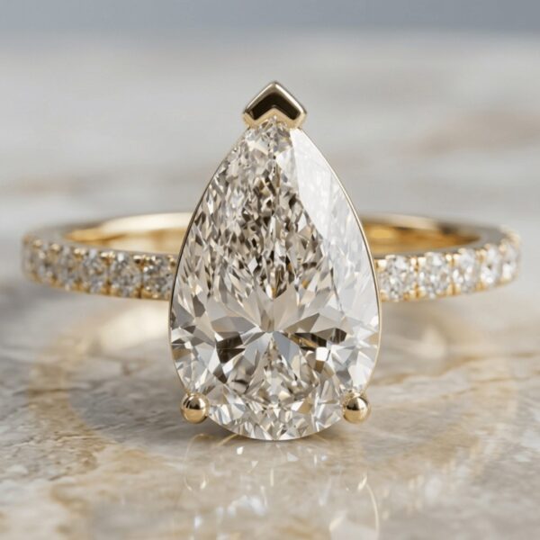 pear shape diamond ring with accent