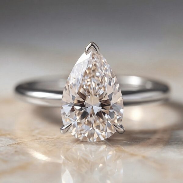 2 Carat Pear Shape Lab Grown Diamond Engagement Ring in White Gold