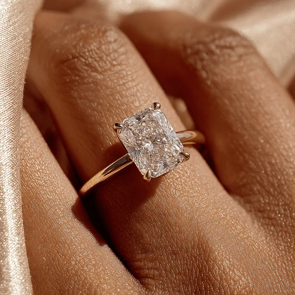 3 Carat Radiant Cut Engagement Ring Solitaire Ring - Image 3