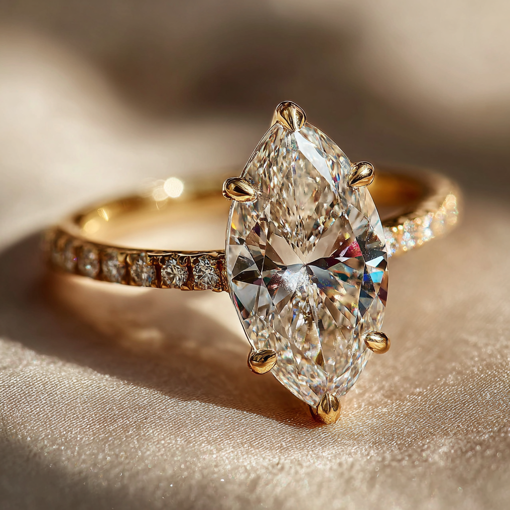 3 Carat E VVS2 IGI Certified Lab Diamond Engagement Ring in 18K Yellow Gold