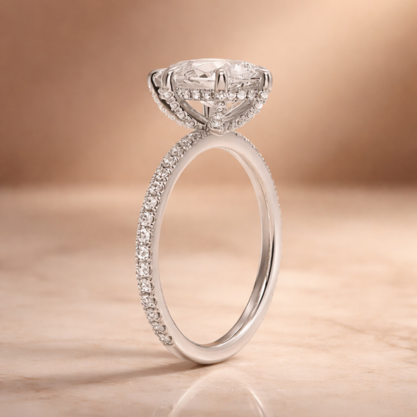 Ariel Jewelry | 2 ct Radiant Cut Diamond Ring - White Gold Hidden Halo