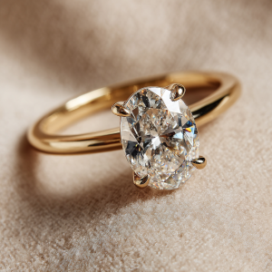 2.5 Carat Oval Cut Lab Diamond Solitaire Ring Yellow Gold 14K