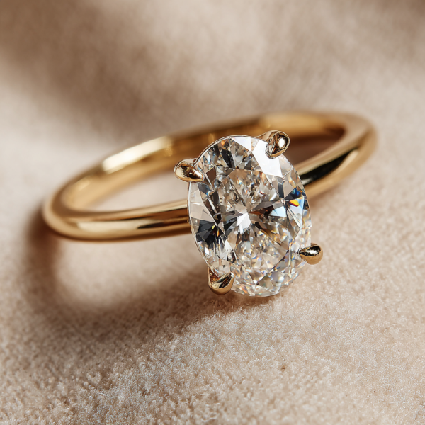 2.5 Carat Oval Cut Lab Diamond Solitaire Ring Yellow Gold 14K