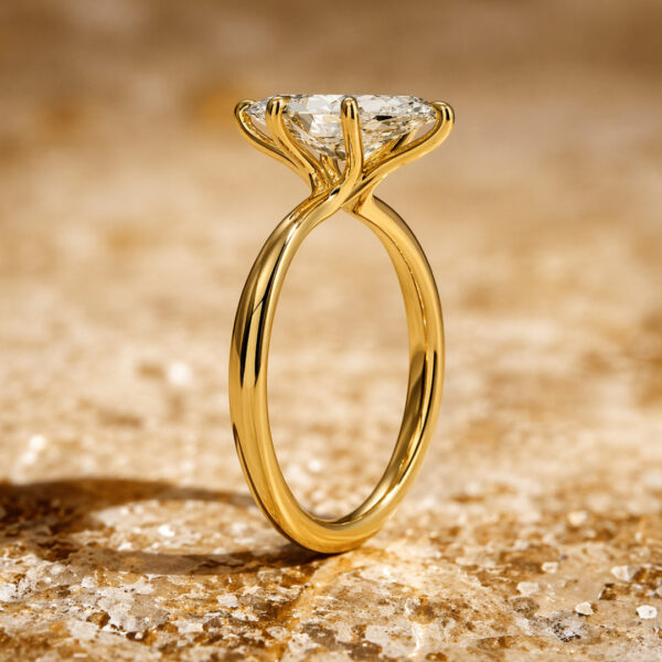 2 Carat Marquise Cut Lab Diamond Solitaire Ring – 14K Yellow Gold
