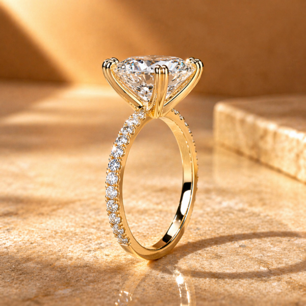 3 Carat Cushion Engagement Ring – Lab Diamond E VVS2 | 14K Gold