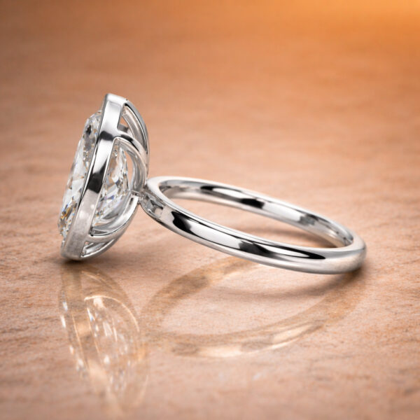 2 Carat Marquise Cut Diamond Engagement Ring | E/VVS2 | Bezel Set | 14K White Gold