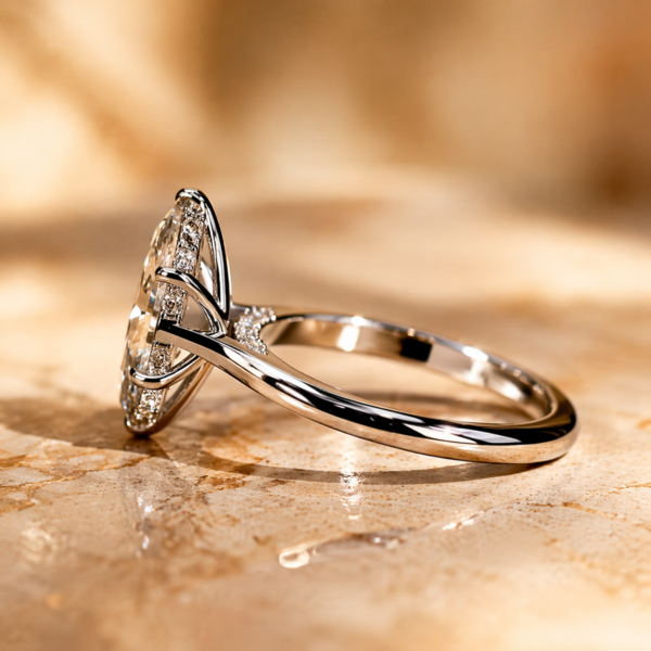 4 Carat Marquise Cut Cathedral Engagement Ring