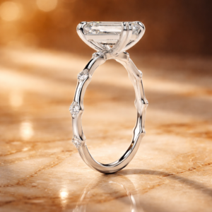 Ariel Jewelry | 4 Carat Toi et Moi Engagement Ring – Emerald Cut & Pear Shape Lab Diamonds in Rose Gold