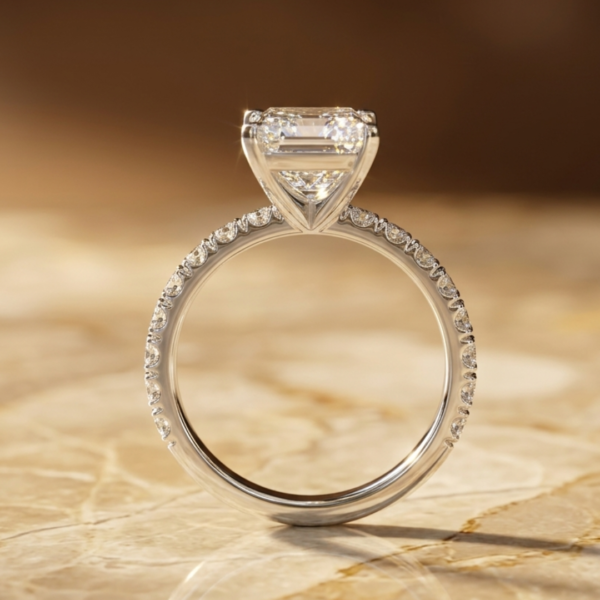 3.50 Carat Emerald Cut Lab Diamond Engagement Ring 14K White Gold