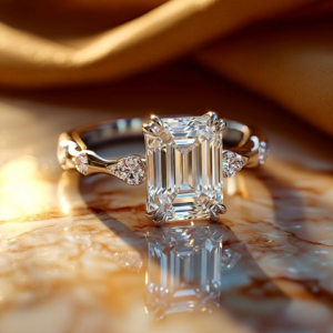 Ariel Jewelry | 4 Carat Toi et Moi Engagement Ring – Emerald Cut & Pear Shape Lab Diamonds in Rose Gold