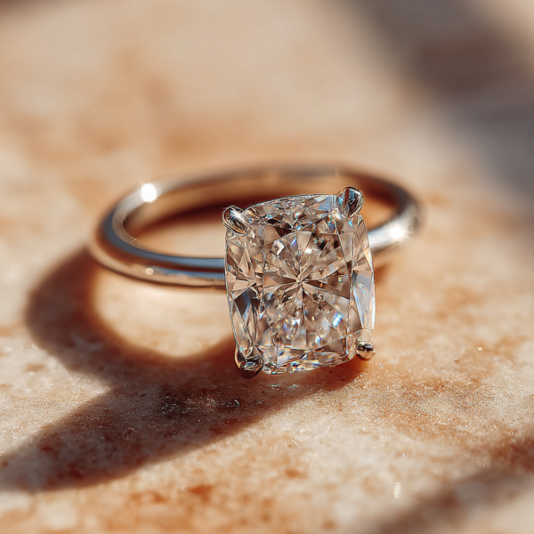 cushion cut lab diamond ring