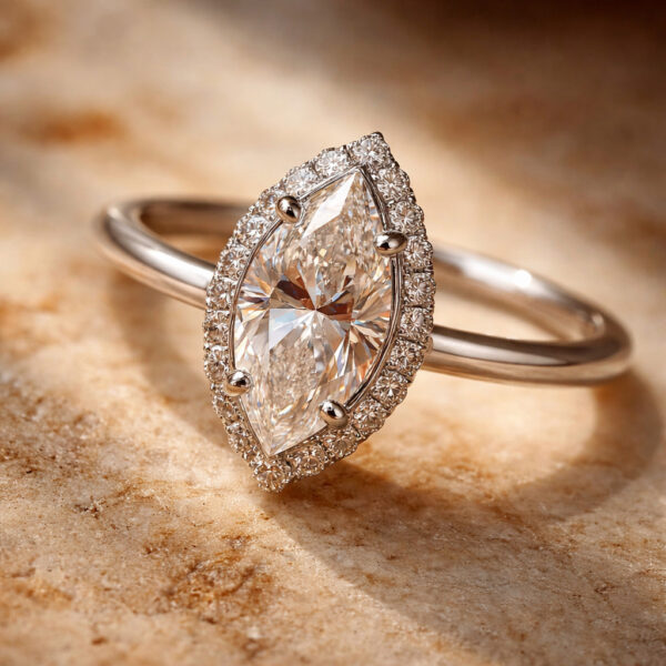 Ariel Jewelry | 3 Carat Cushion Cut Diamond Halo Engagement Ring – 14K Rose Gold