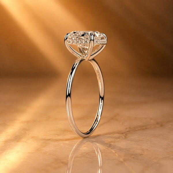 Ariel Jewelry | 3 Carat Cushion Cut Diamond Halo Engagement Ring – 14K Rose Gold