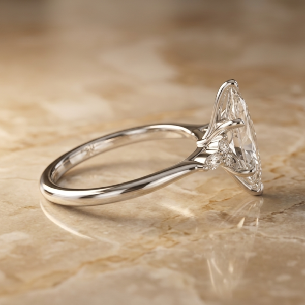 3 Carat Marquise Lab Diamond Engagement Ring in White Gold