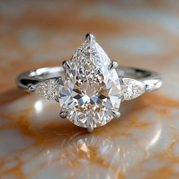 3 Carat Pear Shape Lab Diamond Engagement Ring in White Gold