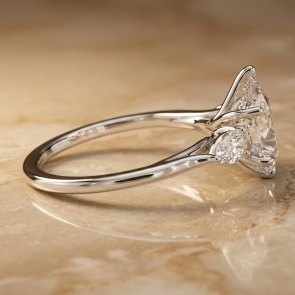 3 Carat Pear Shape Lab Diamond Engagement Ring in White Gold