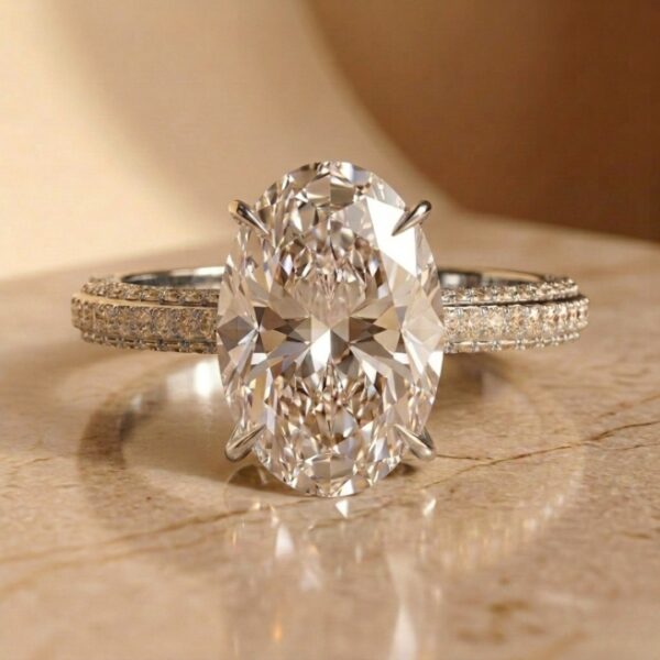 4 Carat Oval Lab Diamond Engagement Ring in 14K White Gold