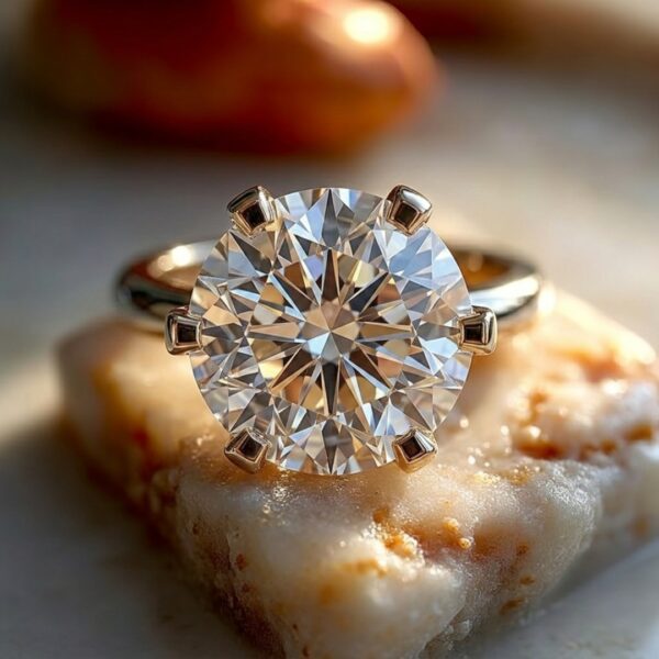 round cut 6 prongs ring